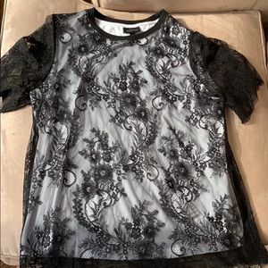 Who what wear T-shirt with lace overlay